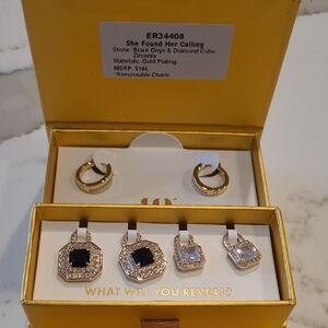 Bomb Party Charming Hoops On Gold With Black Onyx And Diamond CZ